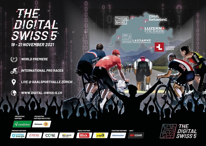 Světová premiéra: české ROUVY připojí hybridní digitální cyklistický závod The Digital Swiss 5 ve švýcarském Curychu